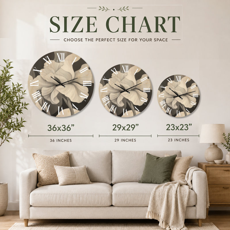 Horloge murale en bois Mono Iris Bloom - Glam, Extra Large