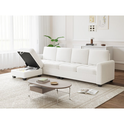 Canapé modulaire 100,3 po, canapé 5 places, canapé modulaire réversible en forme de L avec repose-pieds
