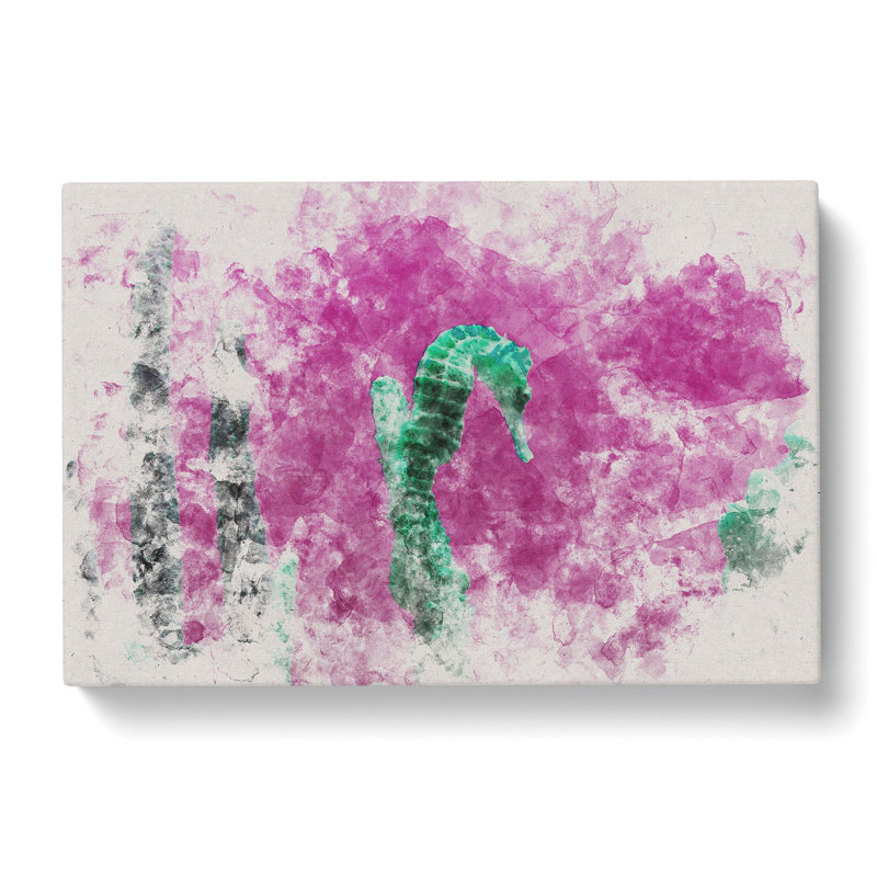 Green Seahorse - Wrapped Canvas, 35cm H x 50cm W x 3cm D