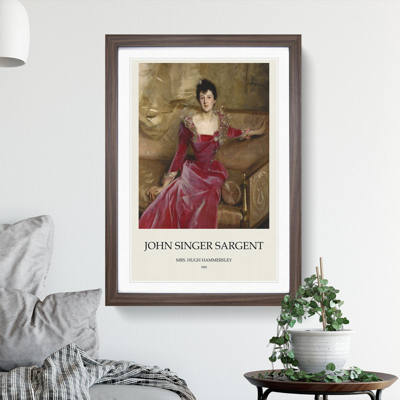 Mrs. Hugh Hammersley by John Singer Sargent - Picture Frame Painting, 48cm H x 36cm W x 2cm D, Walnut
