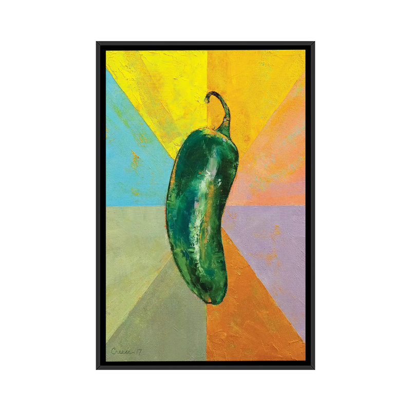 " Jalapeno " by Michael Creese, 26" H x 18" W x 1.5" D, Black Framed Canvas, No Mat