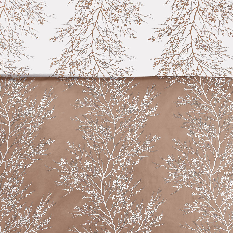 Light Blue Foliage Microfiber Twin Bed in a Bag Set