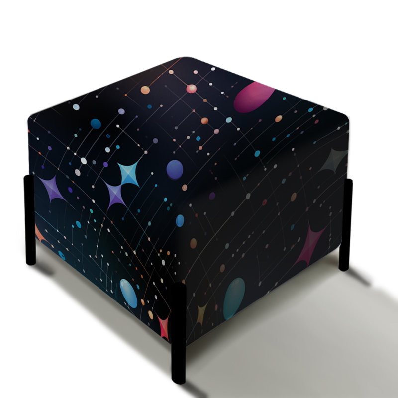 Cosmic Geometry - Abstract Square Ottoman