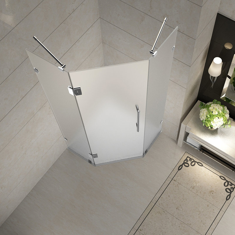 Porte de douche à charnière sans cadre 36 "x 72" Neoscape, Acier inoxydable brossé