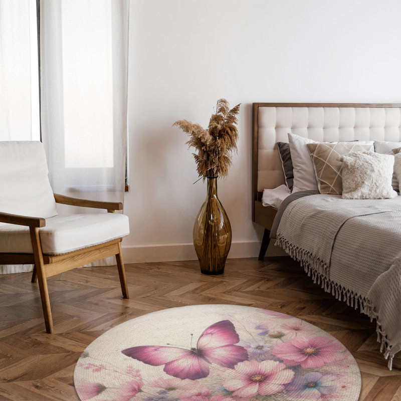 Tapis tressé Flowered Flutters, Rond 5 pi