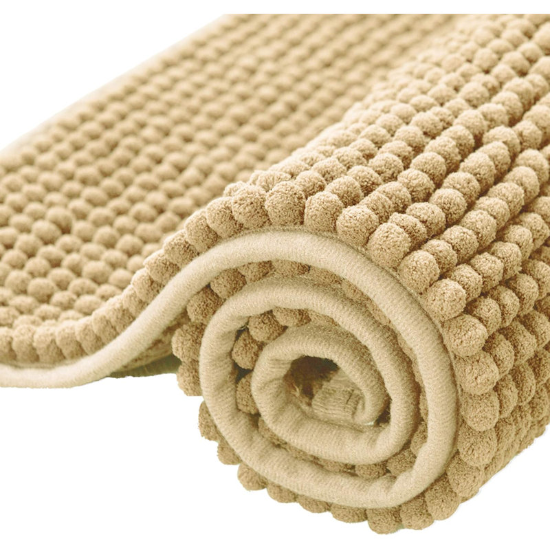 Super Soft  Absorbent Non-Slipping Bath Rug, 24" L x 16" W, Yellow Beige
