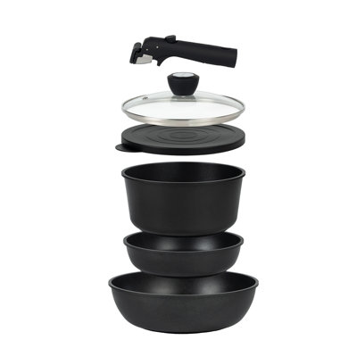 SENSARTE Nonstick Cookware Set 7-Piece,Healthy Pots And Pans Set With Detachable Handles,Dishwasher Safe,Induction Compatible,PFOS And PFOA Free