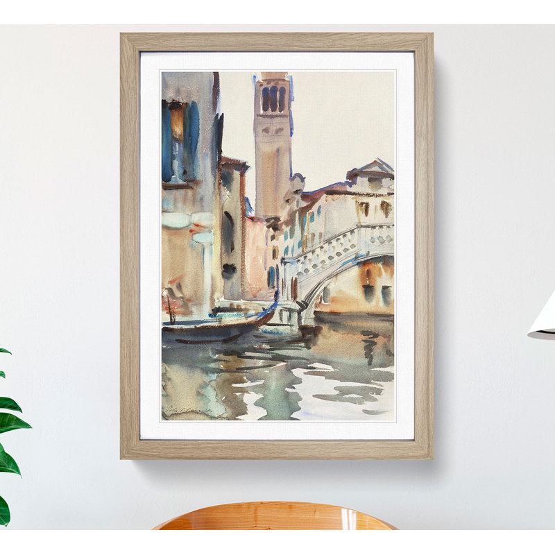 Bridge in Venice by John Singer Sargent - Picture Frame Painting, Oak, 48cm H x 36cm W x 2cm D