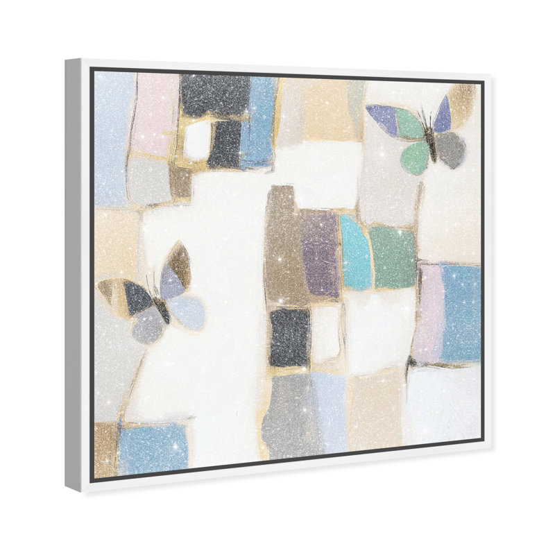 Bejewelled Butterflies Canvas Abstract Print by Oliver Gal, Black Frame, 12 x 12, 13"H x 13"W, White Frame