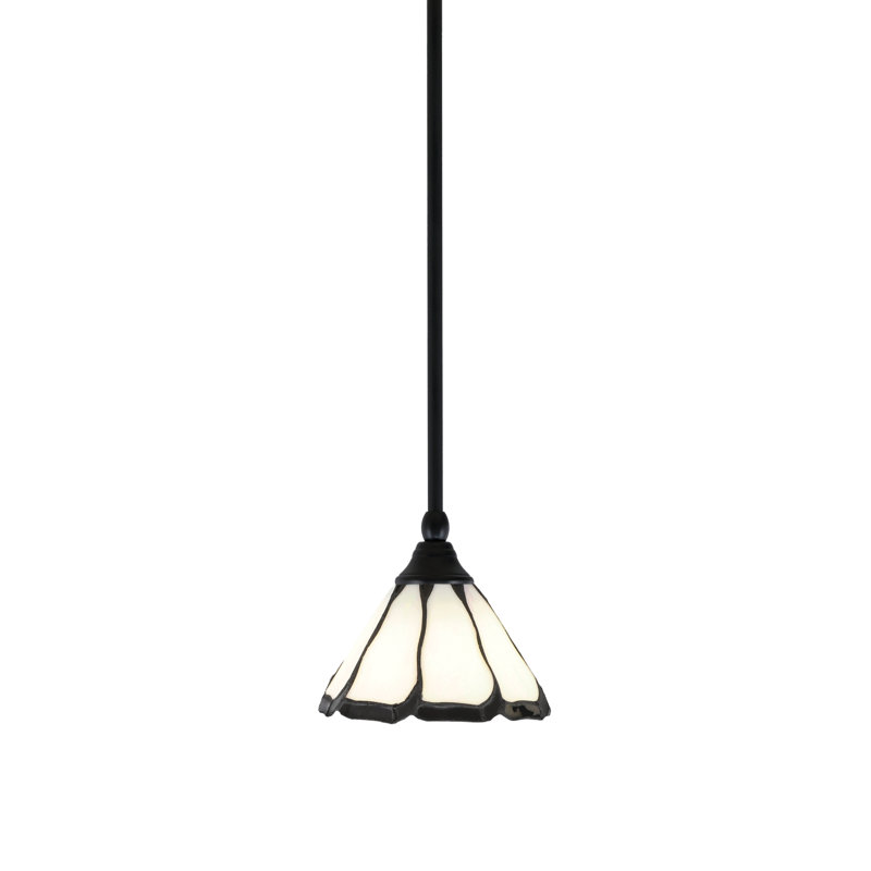 Mini-luminaire suspendu suspendu au fini noir mat avec verre d'art perle de 7 po et flair noir