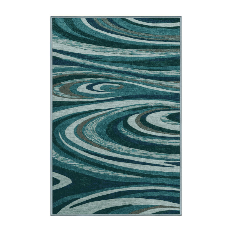 Tapis bleu lavable à la machine, Rectangle 2 pi x 3 pi