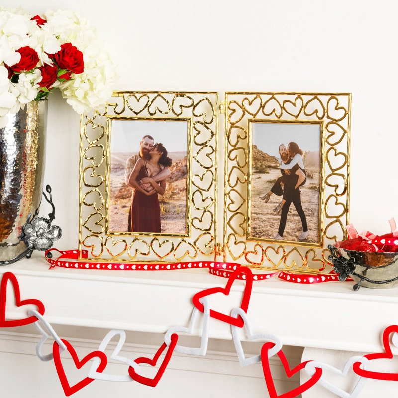 Heart Hinged Frame, Gold, 5" x 7"