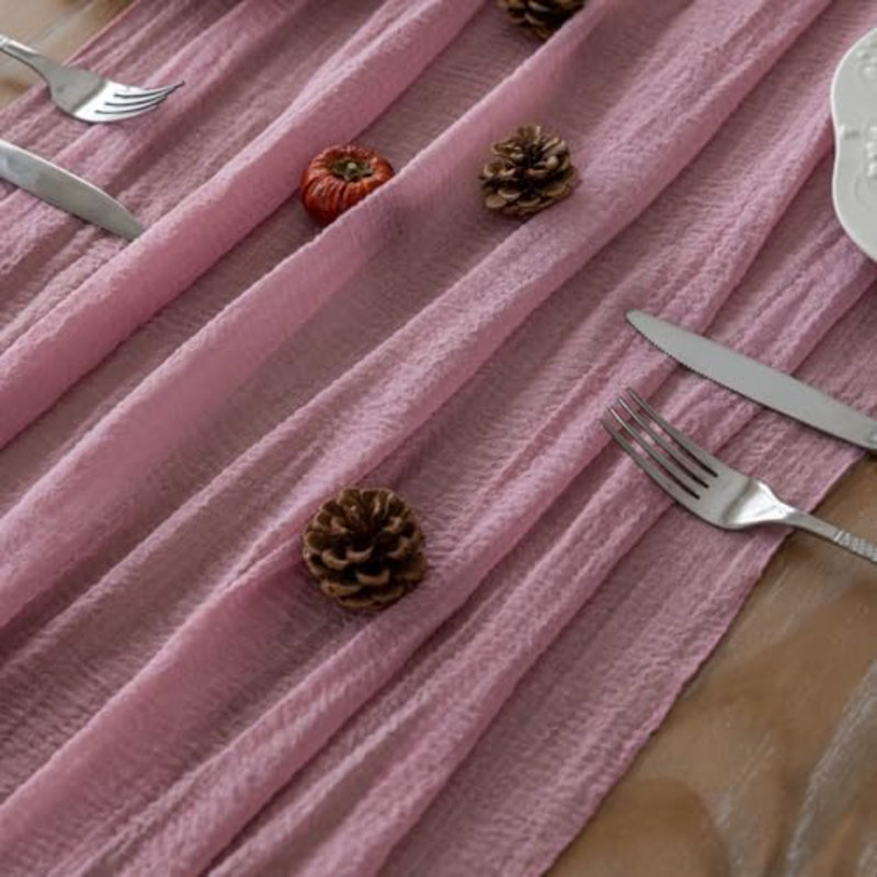 Chemin de table en mousseline rose poudré (lot de 6), 3 mètres, pour décoration de fête ou de maison