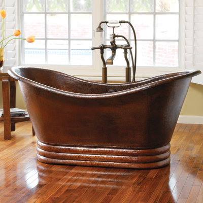 60" x 29" Pedestal Soaking Copper Bathtub