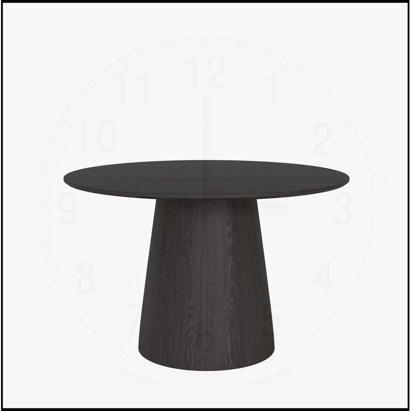 Table de salle à manger ronde de 43 pouces en bois noir, plateau solide pour 2 à 4 personnes, conception compacte et élégante