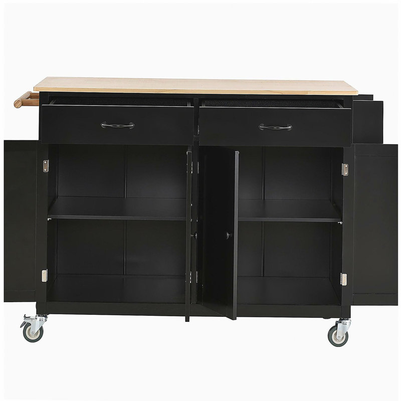 Kitchen Island Cart with Solid Wood Top and Locking Wheels