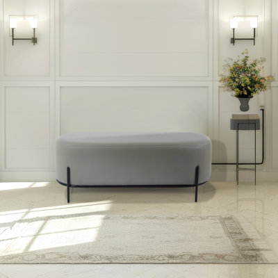 Aelia Leather Bench With Metal Legs