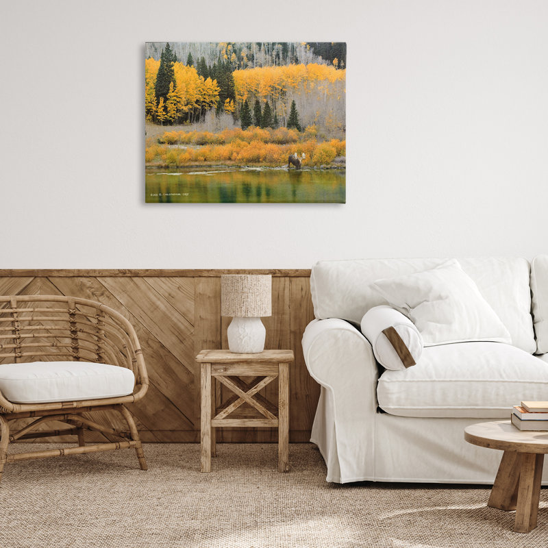 «Moose at Priest Lake», art mural sur toile par Chris Vest, H 30 po x l 40 po