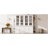 2X 75.25'' Tall Pantry Cabinets And Two Triangle Sided Bookshelves, 105.5'' Wide Retro Style Wall Suit With Glass Doors, For Hallways, Living Room, Office, Studio Or Workspace - White