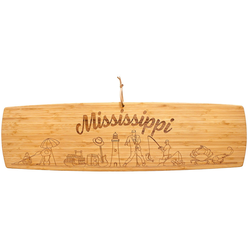 Planche de charcuterie en bambou gravée 30 pouces Mississippi