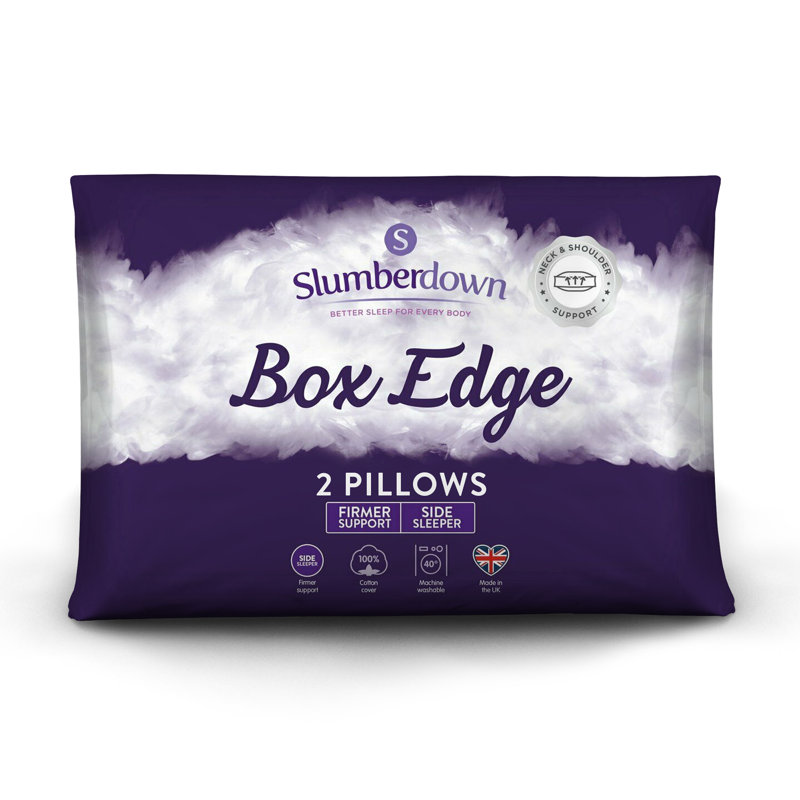 Slumberdown Box Edge Cotton Pillow – Medium Support with Structured Shape & 100% Cotton Cover