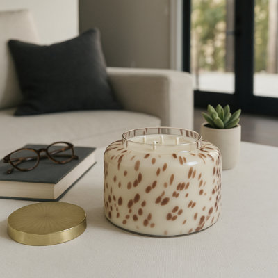 Bougie parfumée avec couvercle Jeimi pour décoration de salon - Bougie moderne en verre pour table basse, bibliothèque ou chambre à coucher - 9 po