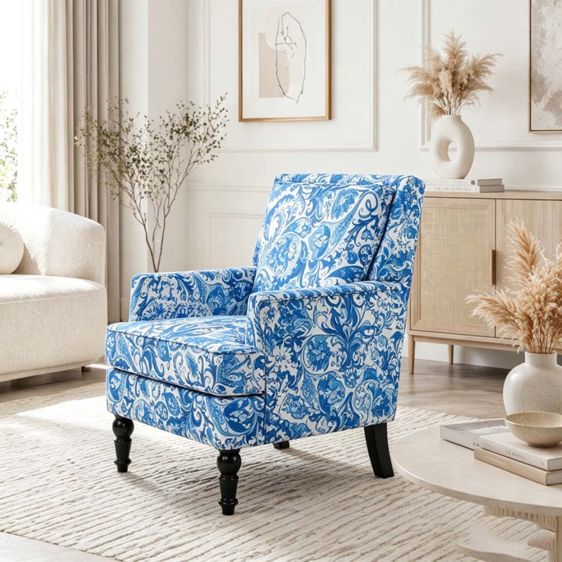 Chaise d'appoint rembourrée, Blue and White Stripes