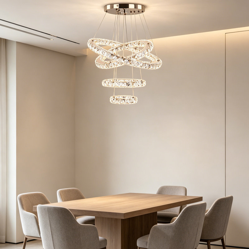 Modern LED Ring Crystal Chandelier