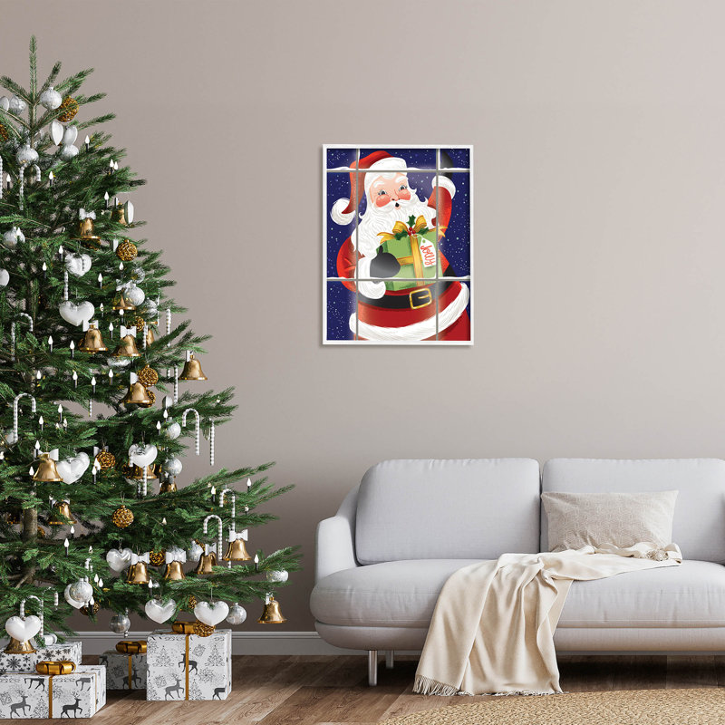 Fenêtre rétro «Jolly Santa» par Arrolynn Weiderhold, impression sur bois, H 30 po x l 24 po x P 1,5 po