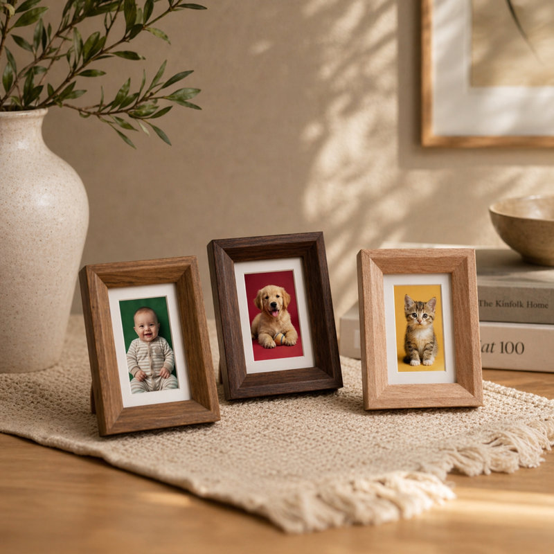 Mini 3-Inch Photo Frame (Set Of 3) – MDF Wood And Real Glass Cover