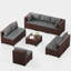 Ensemble de conversation modulaire en rotin PE 9 pièces pour l'extérieur, grand ensemble de meubles de patio avec structure en acier antirouille, canapé modulaire d'extérieur avec table basse pour terrasse-87847796