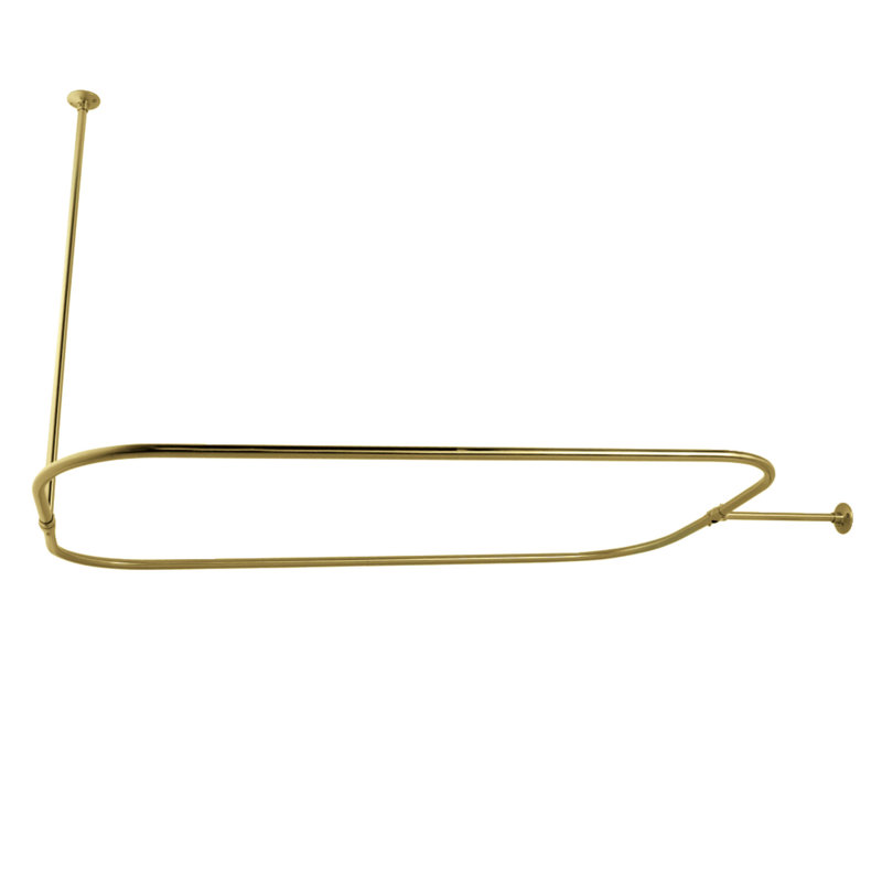 Kingston Brass Vintage 44.5-Inch Rectangular Shower Curtain Rod, 18 Gauge, Brushed Brass