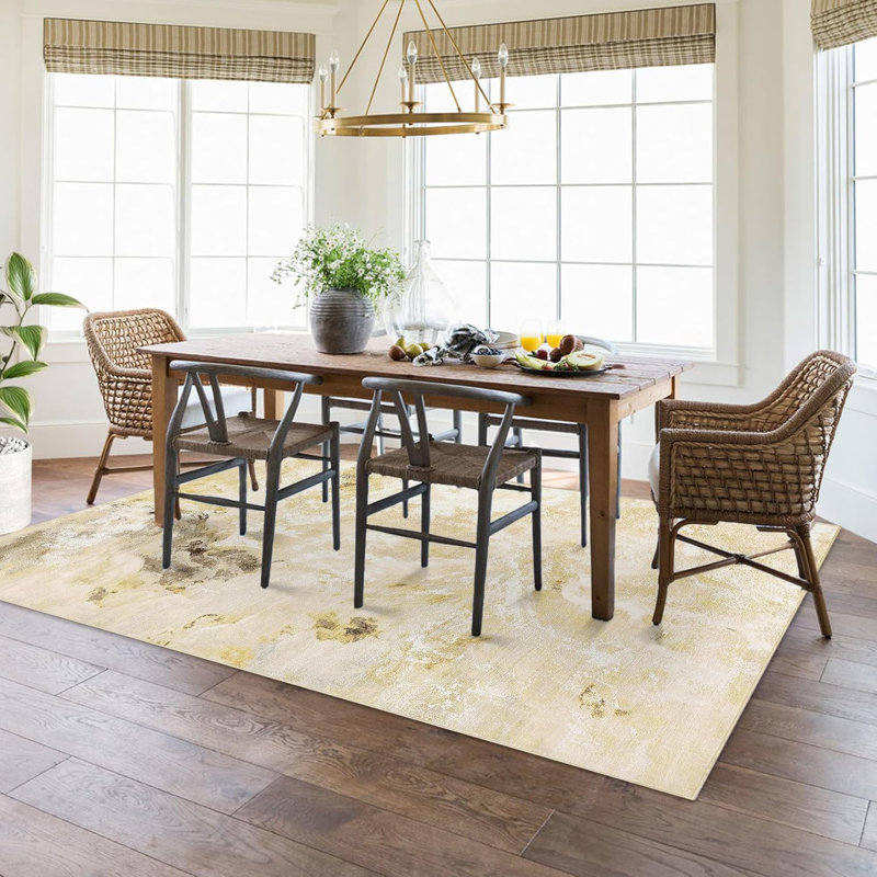 Machine Washable Non-Slip Rubberback Runner Modern Abstract Geometric Print Carpet Traditional Area Rug for HallwayBedroomLiving RoomGold