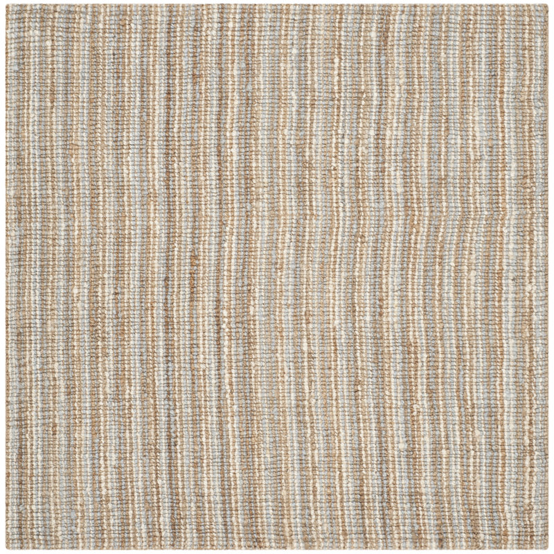 Alda Auckland Striped Handmade Gray / Natural Area Rug, Square 6'