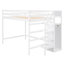 Lit mezzanine double blanc avec rangement intégré et escalier - Structure en bois de pin robuste pour escalier de chambre à coucher-1255935161