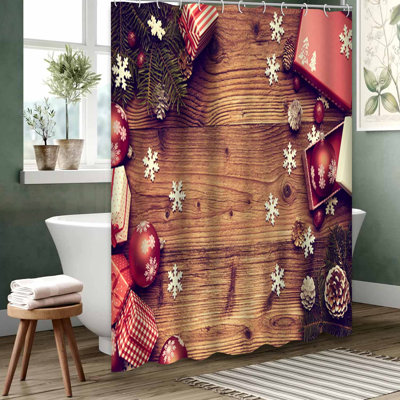 Gold Waterproof Shower Curtain, Shower Curtains for Bathroom with 12 Hooks