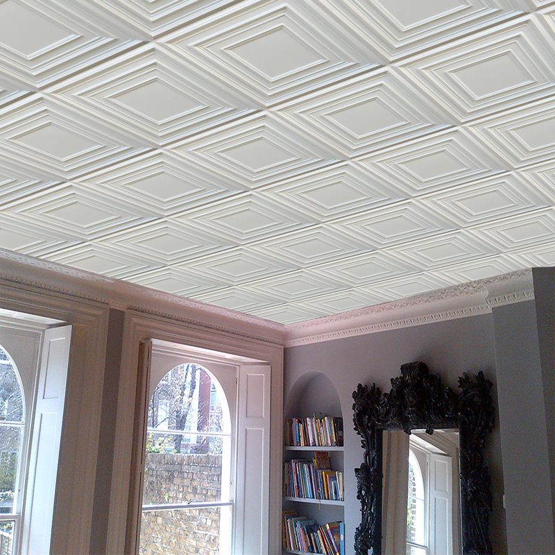 Carreau de plafond en PVC 2 pi x 2 pi Falkirk Perth, Argent