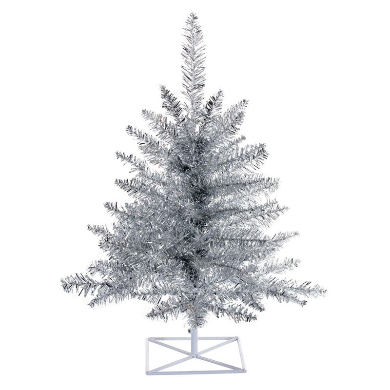 Sapin de Noël artificiel à guirlandes argentées, H 2 pi