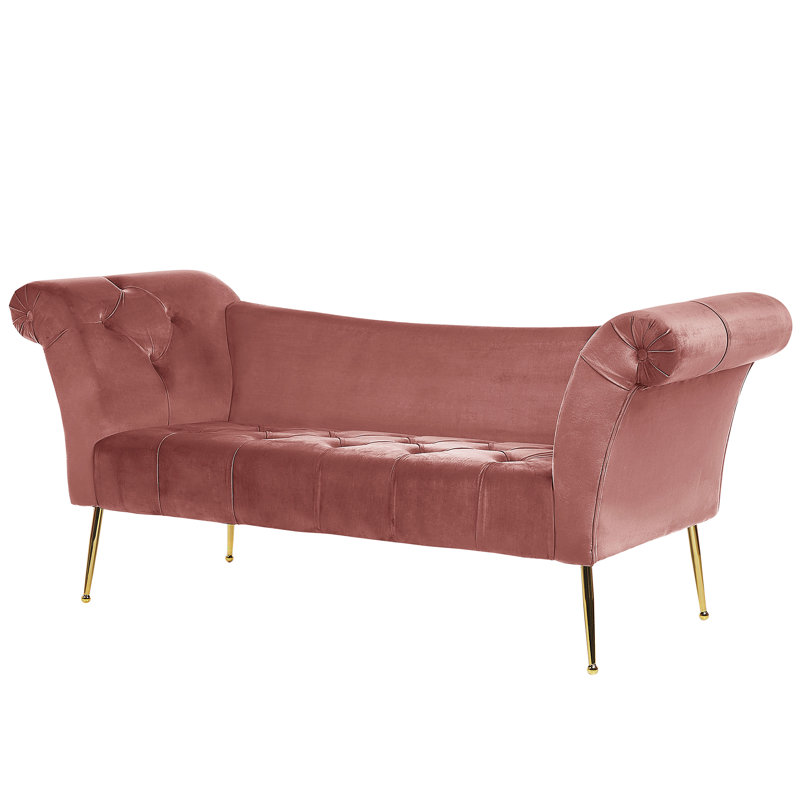 Uriel Velvet Chaise Lounge, Pink