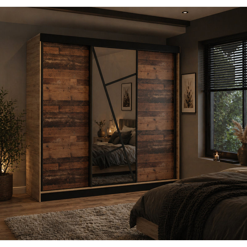 Annelijn 3 Door Wardrobe, 205cm H x 140cm W x 60cm D, Natural