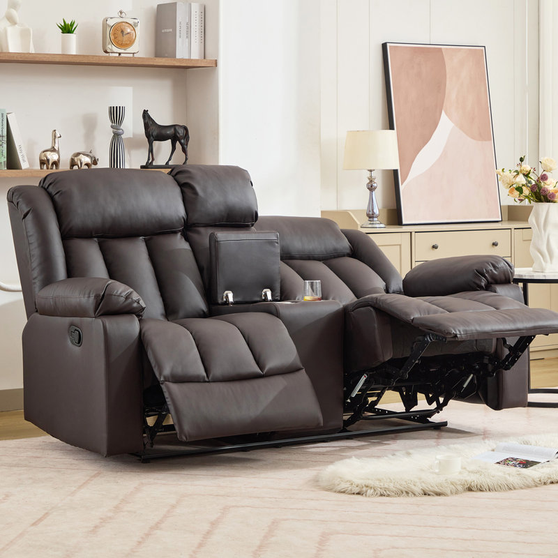 Sheridan 2 Seat Recliner Sofa with Central Console, Brown