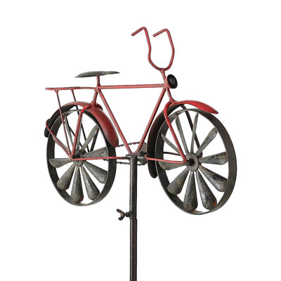 Metal Iron Art Red  Rotating Windmill Courtyard Garden Decoration