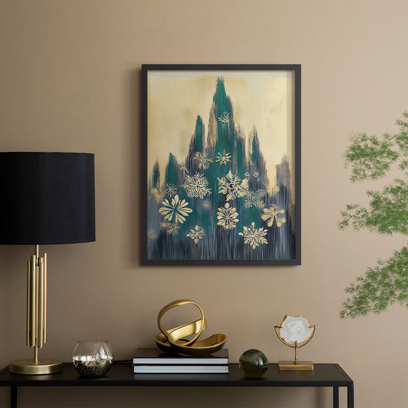 «Christmas Holiday Art DCCXLVI», reproduction d'art encadrée - bois massif, H 11 po x l 9 po, Noir, noir, noir, noir