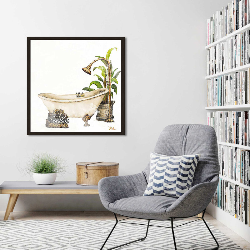 «Le Tub II» par Patricia Pinto, reproduction, Cadre flottant espresso, H 27,5 po x l 27,5 po x P 2 po
