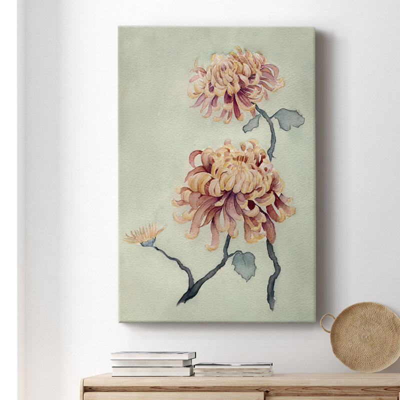 «Chrysanthemum Beauty I», peinture sur toile tendue, H 18 po x l 12 po x P 1,5 po