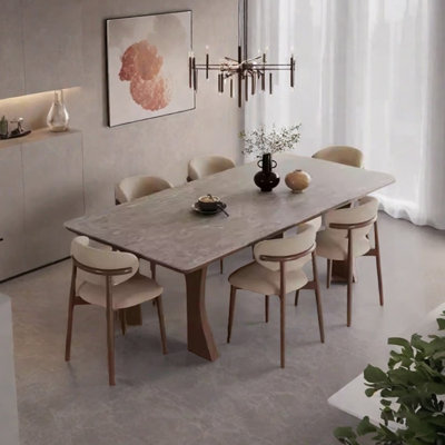 Aesthetic sintered stone ash dining table set