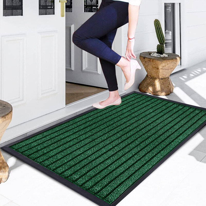Non-Slip Indoor Outdoor Door Mat, Green, Rectangle 45 x 75 cm