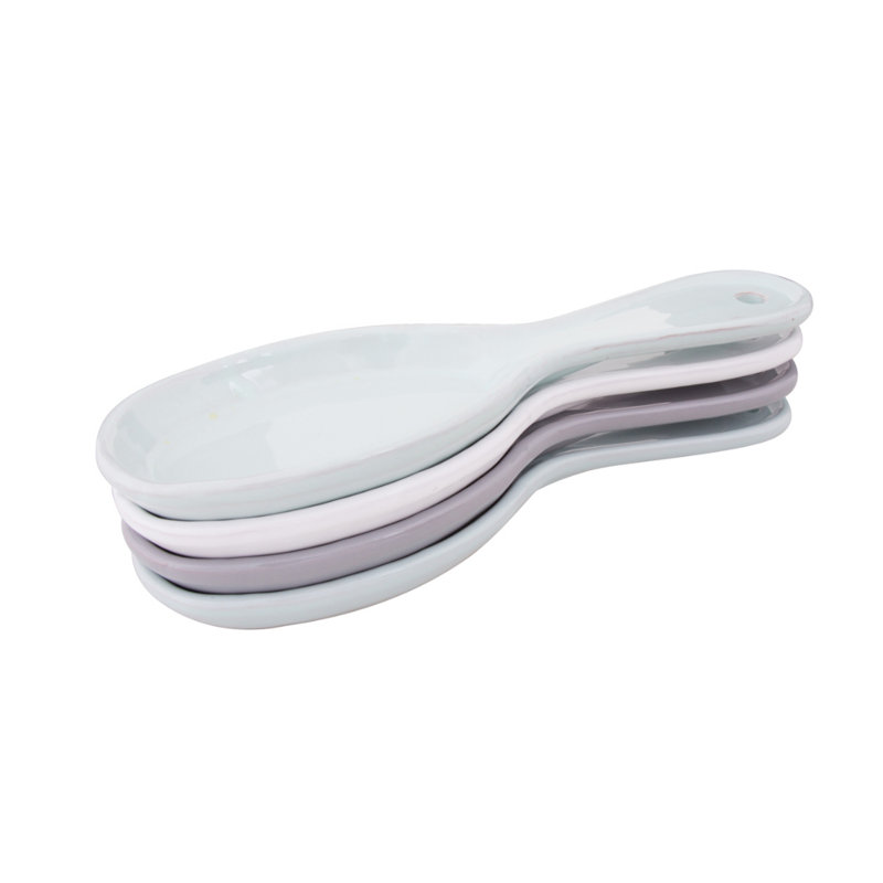 Ceramic Paddle Spoon Rest, White