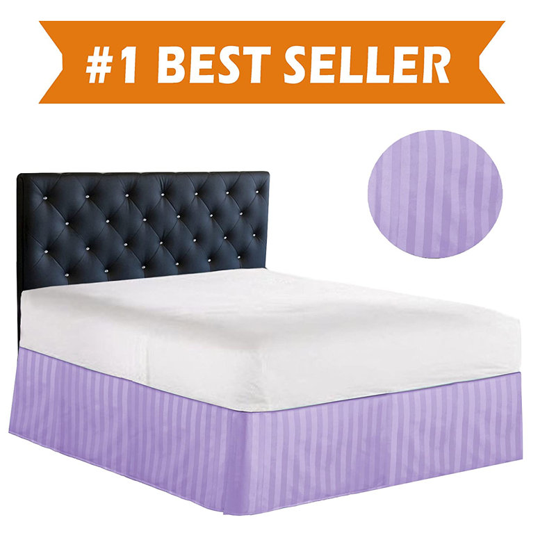 Tailored Microfiber Bed Skirt with Inverted Pleats, Wrinkle-Resistant, 14-Inch Drop, Lavender, California King