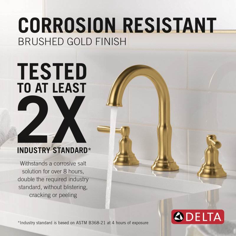 Two Handle Widespread Bathroom Faucet, Brushed Gold